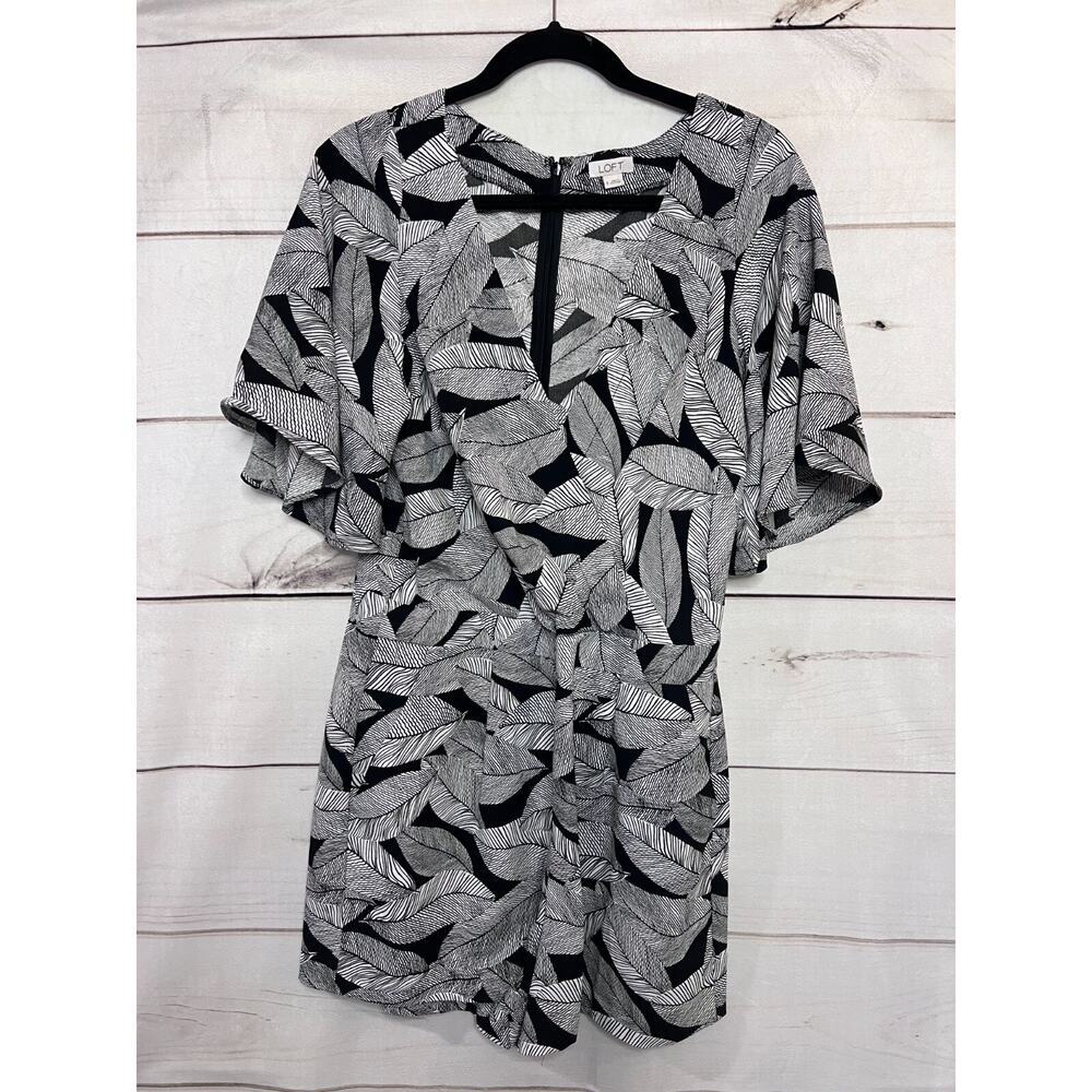 Leaf Print Black and White Jumpsuit